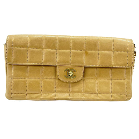 CHANEL Chocolate bar Shoulder Bag beige WS30202