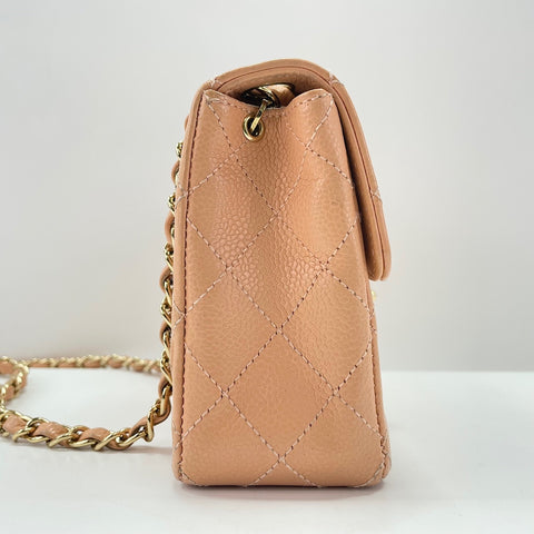 CHANEL Caviar Skin Mini Matrasse Shoulder Bag Orange WS30207