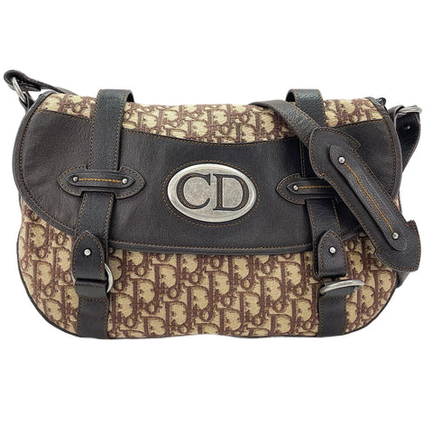 Christian Dior Leather, canvas Shoulder Bag Brown WS30213