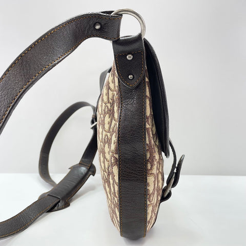 Christian Dior Leather, canvas Shoulder Bag Brown WS30213