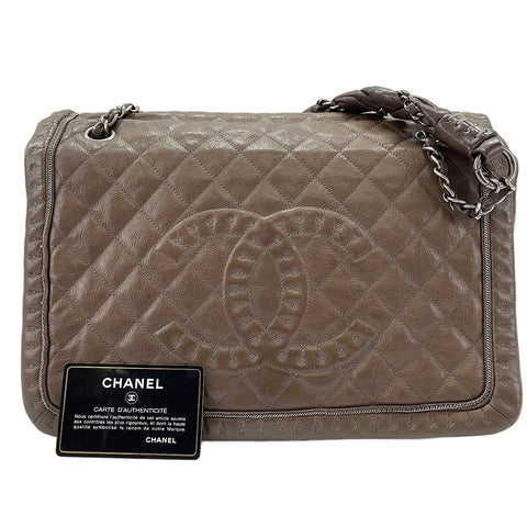 CHANEL Matelassé Shoulder Bag Brown WS30216