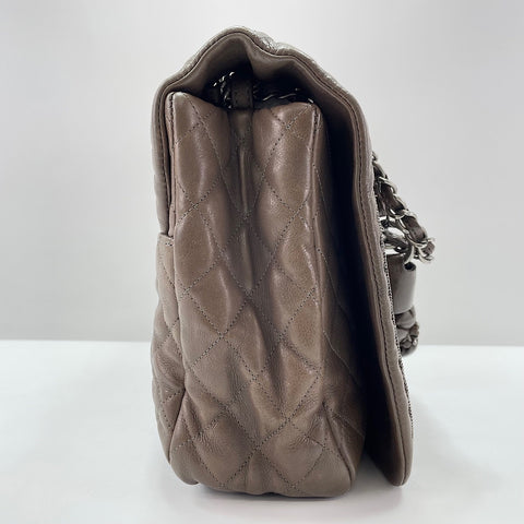CHANEL Calfskin Matelasse Shoulder Bag Brown WS30216