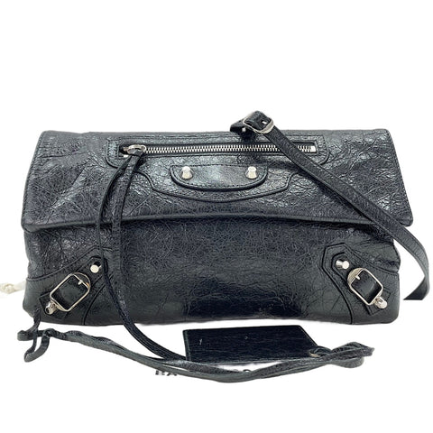 BALENCIAGA Leather Classic Envelope 2WAY Shoulder Bag black WS30217