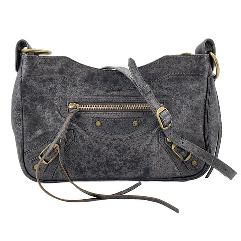 BALENCIAGA Leather The Hip Shoulder Bag gray WS30218
