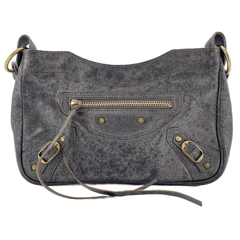 BALENCIAGA Leather The Hip Shoulder Bag gray WS30218
