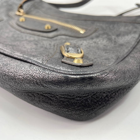 BALENCIAGA Leather The Hip Shoulder Bag gray WS30218