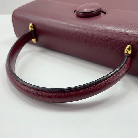 CARTIER Leather Must Line Handbag wine-red WS30219