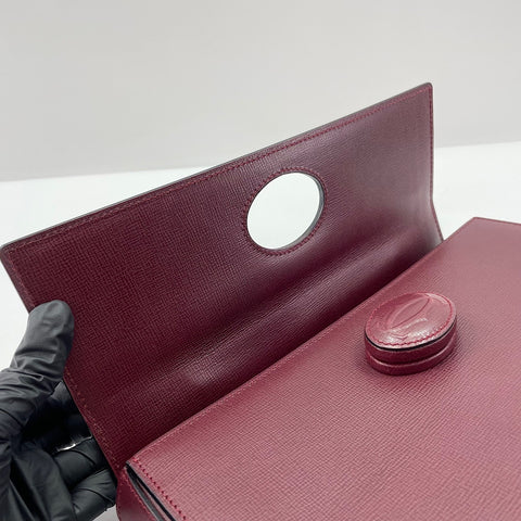 CARTIER Leather Must Line Handbag wine-red WS30219