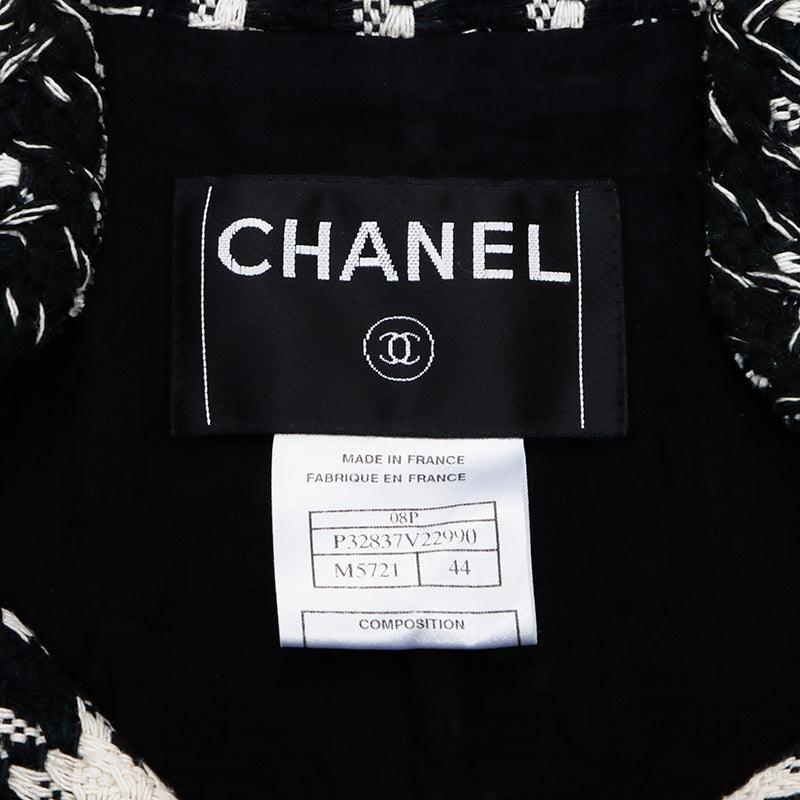 Chanel Size 44 2008 Jacket Silk Black x White WS3022 – NUIR VINTAGE