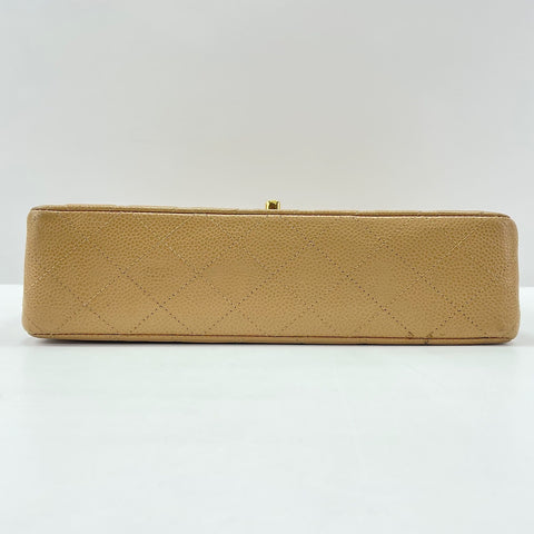 CHANEL Caviar Skin Matelass 25 Double Flap Shoulder Bag beige WS30225