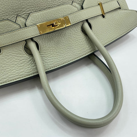 HERMES Taurillon Clemence Birkin 35 □G stamp Handbag green WS30227
