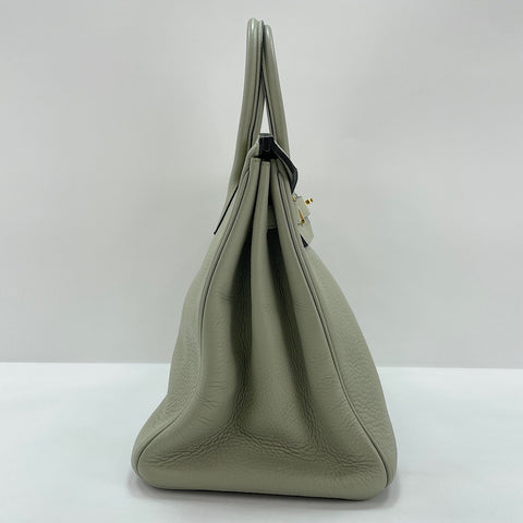 HERMES Taurillon Clemence Birkin 35 □G stamp Handbag green WS30227