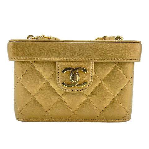 CHANEL Lambskin Matelasse Shoulder Bag gold WS30230