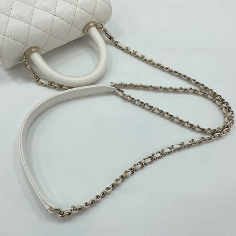 CHANEL Caviar Skin Coco Handle Handbag white WS30231