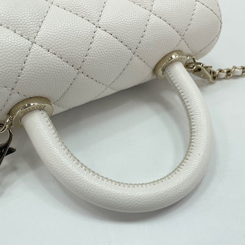 CHANEL Caviar Skin Coco Handle Handbag white WS30231