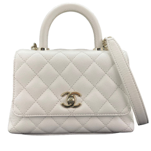 CHANEL Coco Handle Handbag white WS30231