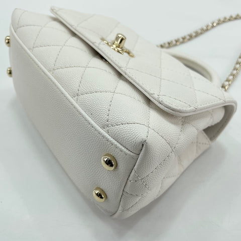 CHANEL Caviar Skin Coco Handle Handbag white WS30231