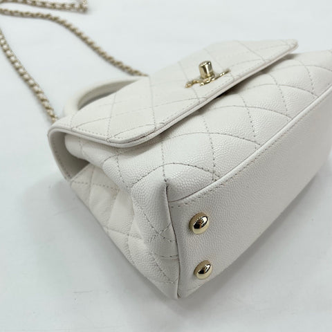 CHANEL Caviar Skin Coco Handle Handbag white WS30231