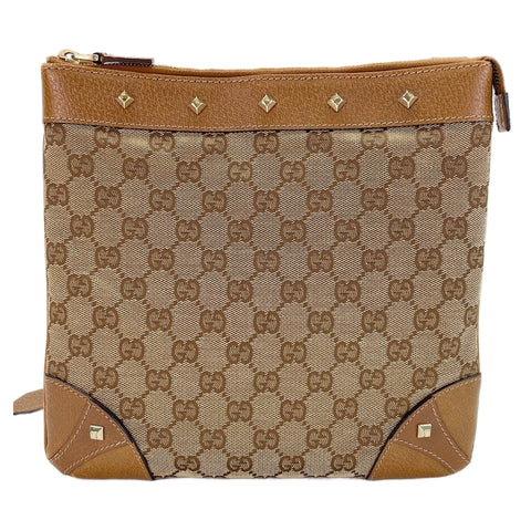 GUCCI Studs Shoulder Bag Brown WS30255