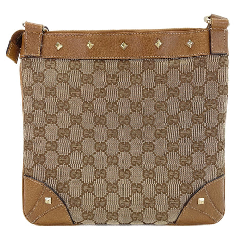GUCCI Studs Shoulder Bag Brown WS30255