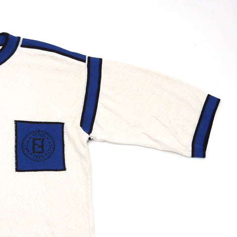 FENDI Short Sleeve Shirt Logo Other Tops Cotton Ivory x Blue WS3026