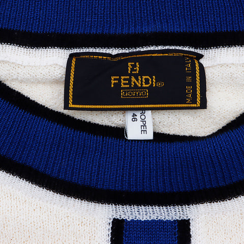 FENDI Short Sleeve Shirt Logo Other Tops Cotton Ivory x Blue WS3026