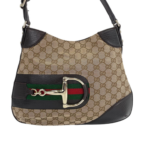GUCCI Horsebit Shoulder Bag Brown WS30283