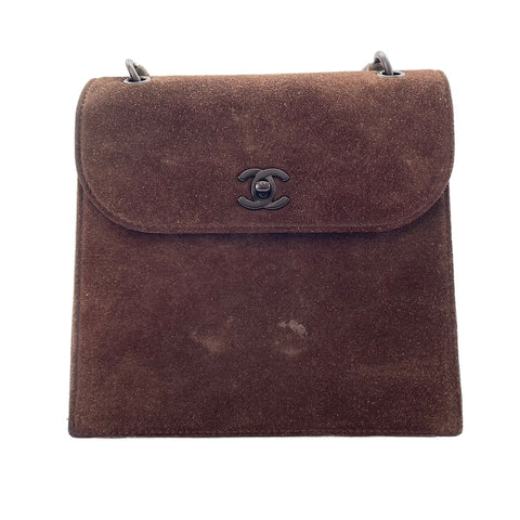 CHANEL suede Shoulder Bag Brown WS30297