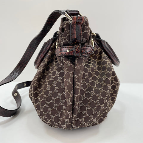 CELINE Macadam Pattern Pillow 2WAY Handbag Brown WS30300