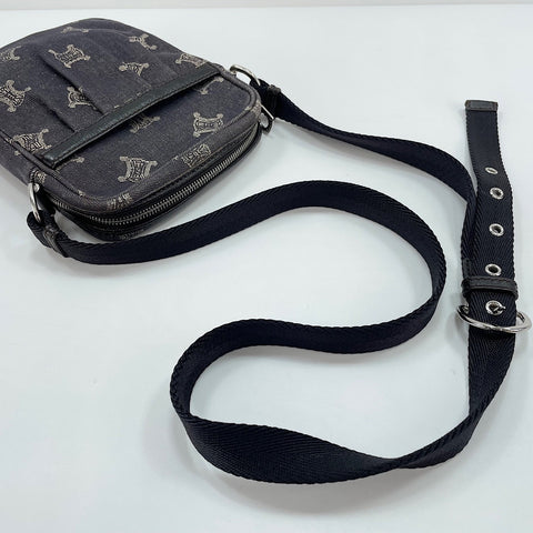 CELINE Macadam Pattern Shoulder Bag black WS30301