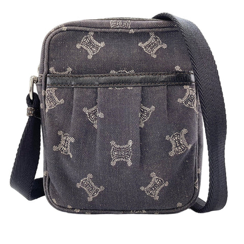 CELINE Macadam Pattern Shoulder Bag black WS30301
