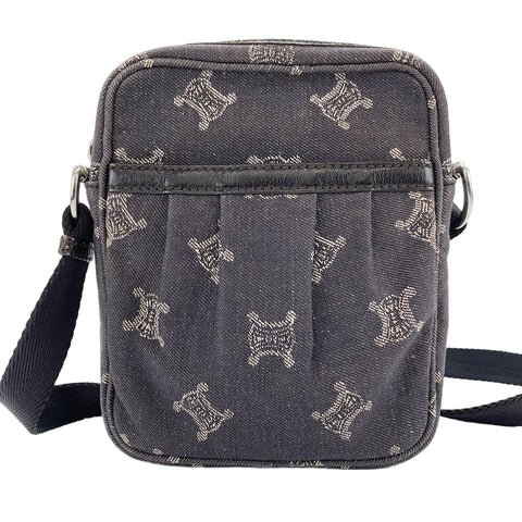 CELINE Macadam Pattern Shoulder Bag black WS30301