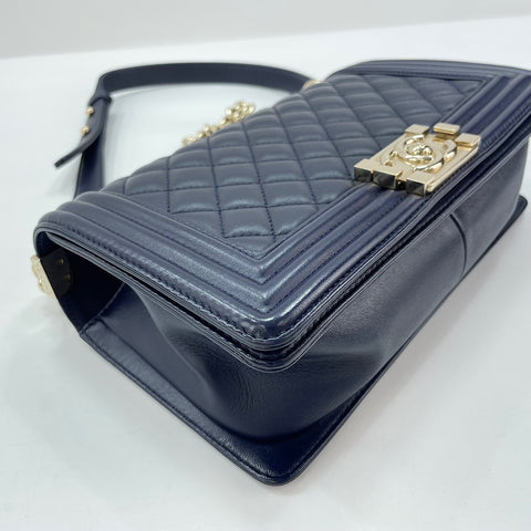 CHANEL Boy Chanel Medium Shoulder Bag Navy WS30339