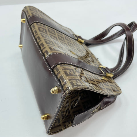 FENDI Zucchino Handbag Brown WS30351