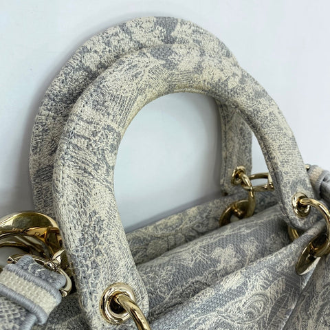 Christian Dior Lady Delight Medium 2WAY Handbag gray WS30364