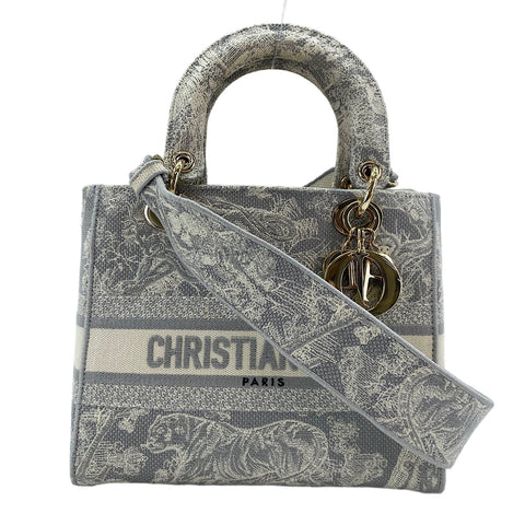 Christian Dior Lady Delight Medium 2WAY Handbag gray WS30364