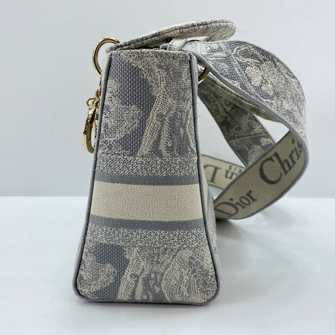 Christian Dior Lady Delight Medium 2WAY Handbag gray WS30364