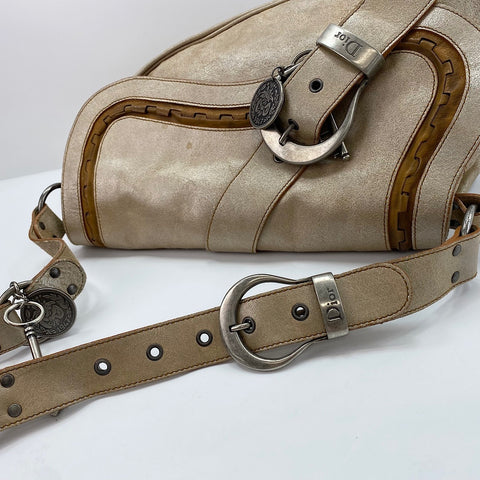 Christian Dior Gaucho Shoulder Bag gold WS30396