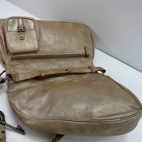 Christian Dior Gaucho Shoulder Bag gold WS30396