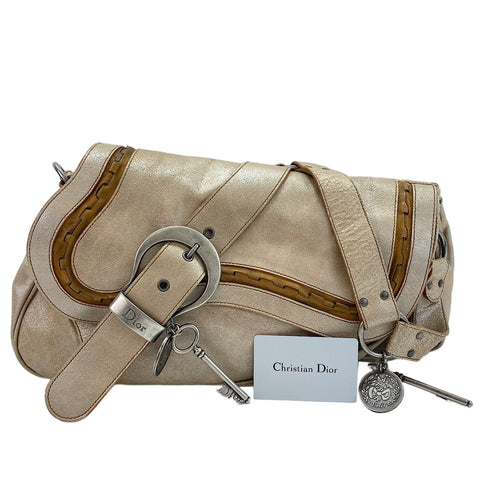 Christian Dior Gaucho Shoulder Bag gold WS30396