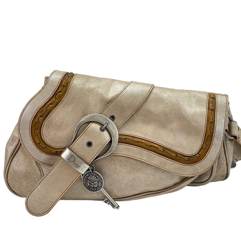 Christian Dior Gaucho Shoulder Bag gold WS30396