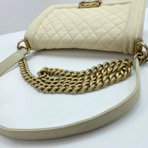 CHANEL Boy Chanel Medium Shoulder Bag white WS30407
