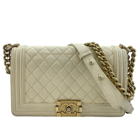 CHANEL Boy Chanel Medium Shoulder Bag white WS30407
