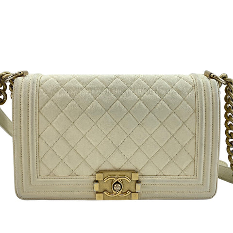 CHANEL Boy Chanel Medium Shoulder Bag white WS30407