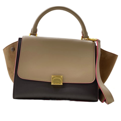 CELINE Trapeze 2WAY Handbag Brown WS30441