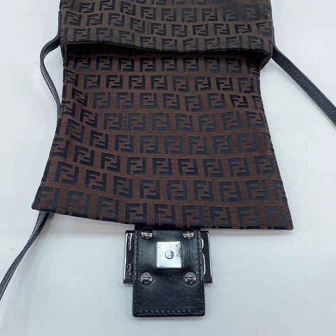 FENDI Zucchino Shoulder Bag Brown WS30447