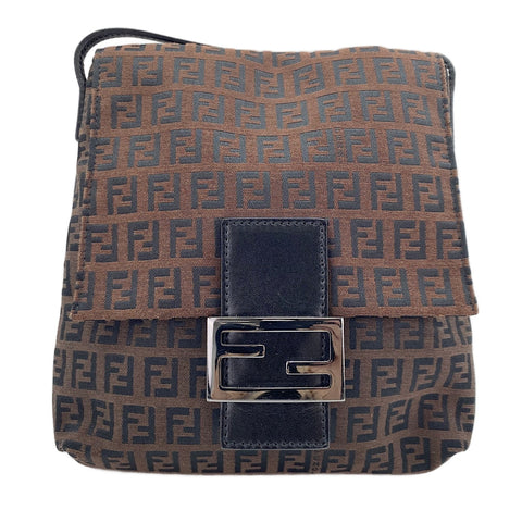 FENDI Zucchino Shoulder Bag Brown WS30447