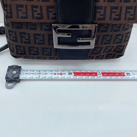 FENDI Zucchino Shoulder Bag Brown WS30447