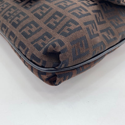 FENDI Zucchino Shoulder Bag Brown WS30447