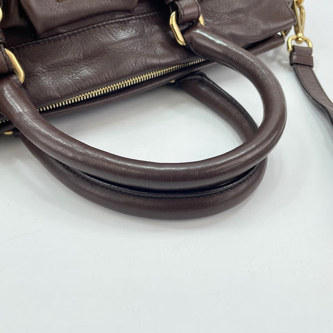 PRADA 2WAY Handbag Brown WS30521